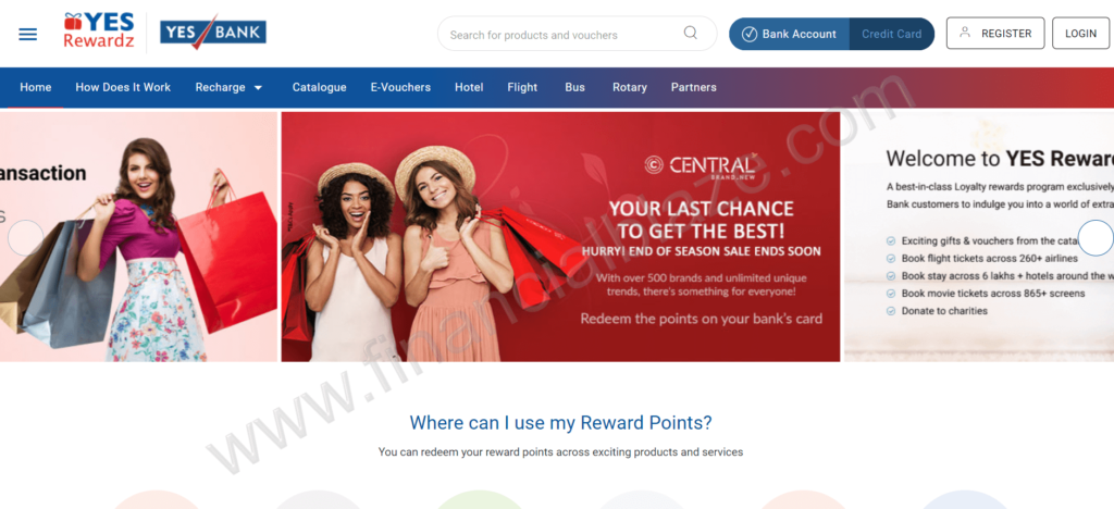 yes bank redeem points